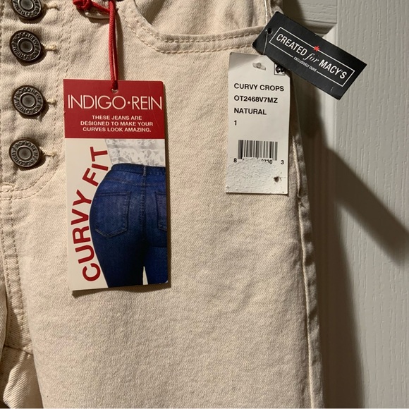 Indigo-Rein Curvy Fit/crop ankle, button-fly cream color jeans.  Size 1/24 - Picture 4 of 11